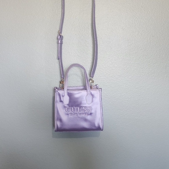 Guess Silvana 2 Compartment Mini Tote Bag Violet - Picture 4 of 13